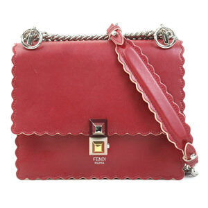 FENDI Red Leather Shoulder Bag